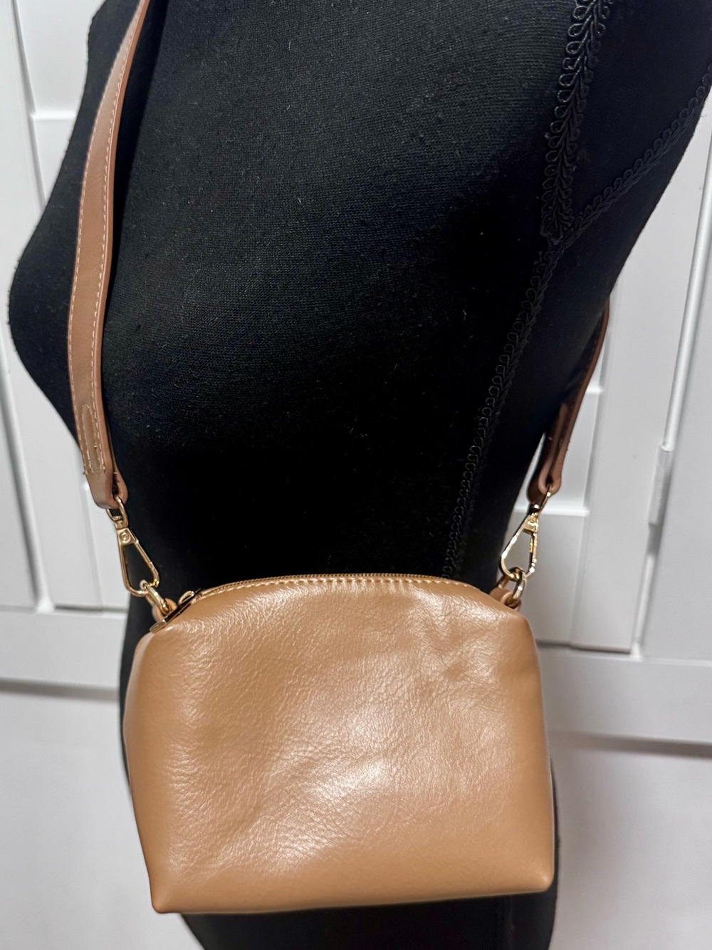 By Anthropologie Micro Mini Shoulder Bag Camel Tan 5 × 6